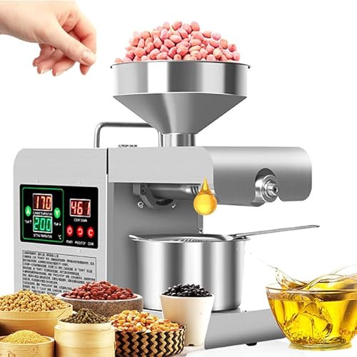 TAHALI Electric Oil Press Machine 600W Stainless Steel Automatic Kitchen Oil Seed Oil Press Machine Extractor Press for Commercial Home Use