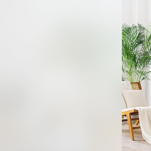 Haton Window Privacy Film Frosted Glass Film for Bathroom, Static Cling Sun Heat Blocking Window Clings, Opaque Frosting Coverings Tint for Home Door, Non-Adhesive, Pure 17.5 x 78.7