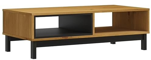 vidaXL Couchtisch, Beistelltisch für Wohnzimmer, Sofatisch mit viel Stauraum, Wohnzimmertisch Telefontisch Kaffeetisch Holztisch, Massivholz Kiefer