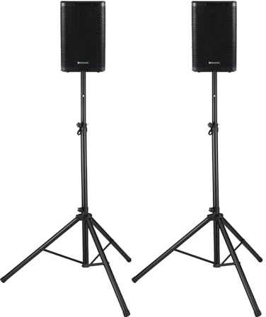 Pronomic C-208 MP 8 Passivbox Stativ Set - 2 Passive 2-Wege Boxen inkl. Lautsprecherstativen aus Stahl - Belastbarkeit: je 150 Watt (RMS) - Impedanz: 8 Ohm - Max. SPL: 93 dB - Schwarz