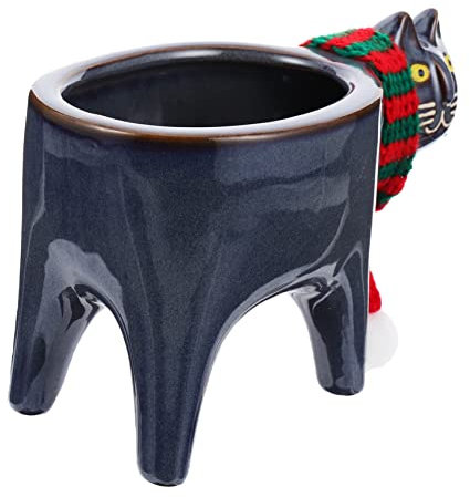 Supvox Katzen Keramik Blumentopf Katzenpflanzentopf Keramik Blumenvase Living Room Decoration wohnzimmerdeko Wohnkultur Sukkulenten-Übertopf Kaktuspflanzer einfach Topfpflanze