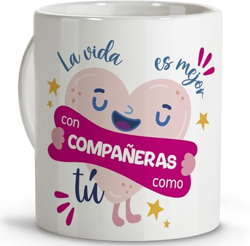 Regalos para compañeros de trabajo. Tazas originales para regalar. Regalo compañera trabajo. Regalos Despedida. Detalles Compañeros de Trabajo. Aptas para Lavavajillas. Taza Compañera Cerámica 330 ml