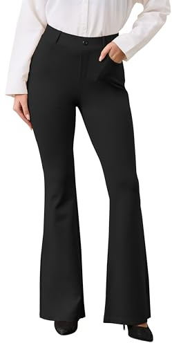VIMPEP Flare Yoga Dress Work Pants Women High Waisted Pull On Stretchy Slacks Flared Leggings for Business Casual with Pockets 2102 29 Black M