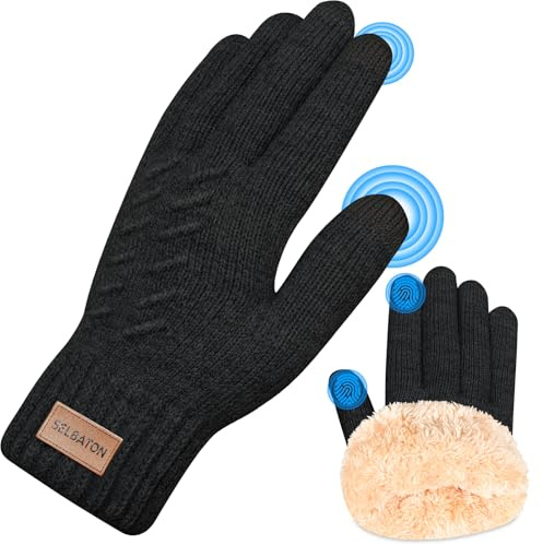 SELBATON Guantes Invierno Hombre termicos Mujer - para Pantalla Táctil Cálidos, Guantes Elásticos al Aire Libre, Conducción, Ciclismo, Escritura, Pesca, Correr, Esquí