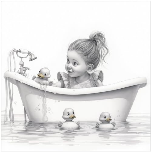 Wallario Glasbild Quietscheenten-Spaß - 55 x 55 cm Wandbilder Glas in Premium-Qualität: Brillante Farben, freischwebende Optik