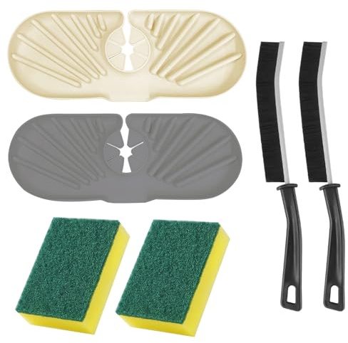 CLDURHGE Alfombrilla para Grifo, Estropajo Cocina Resistente, Conjunto de Protector Antisalpicaduras de Cocina – Protector de Aluminio para Mueble de Fregadero, Alfombrilla de Fregadero de Cocina