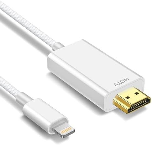Lightn ing auf HDMI-Kabel-Adapter für i-Phone,1080P Digitales AV-Adapter Bildschirm Sync Connector Kompatibel für Phone 14 12 11 XS XR X,für TV Projektor Monitor,4M(kein i-Phone 15/16 oder Netflix)