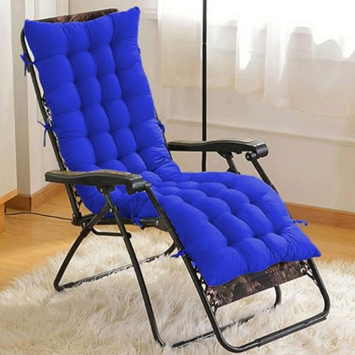 Cuscino per sdraio da esterno, con spessa imbottitura e cinghie antiscivolo, per sedia a dondolo confortevole, colore: blu reale, 80 x 40 cm