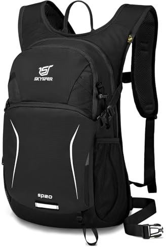 SKYSPER Hiking Backpack Small 20L Travel Rucksack Lightweight Daypack Unisex Pack for Women Men(Black)