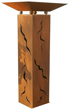 Gartendekoshop24 – Gartendeko Rostsäule, Gartensäule mit Schale. Rost Pflanzschale 100 cm. Säule mit Schale zum bepflanzen, oder Dekorieren. Rostsäule Tina handgefertigt, für draußen.