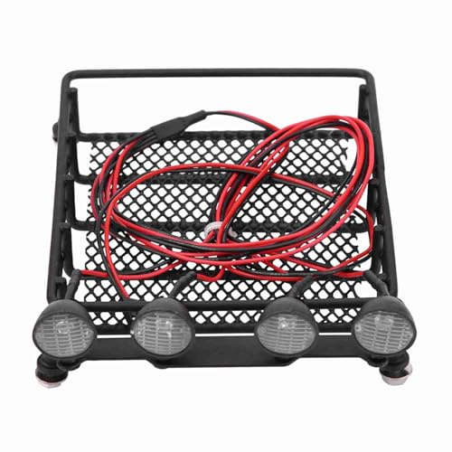 Culnflun RC Car Roof Rack, LED Lights Durability Iron Axial Scx10 1/10 Rc Crawler Car (4 White)