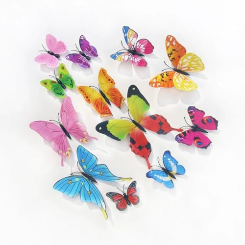 72 Stück 3D Schmetterling Wandaufkleber Dekoration Wandtattoo Abnehmbare Wandaufklebe Schlagfestem Kunststoff Schmetterling Dekorationen Wand (Regenbogen A,72pc)