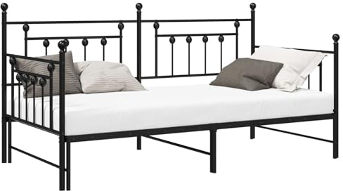 vidaXL Tagesbettrahmen Schwarz 100 x 200 cm Stahl, Moderne Sitzgelegenheit, stylischer Tagesbett, urban, kompakt, platzsparend, extra Schlafplatz
