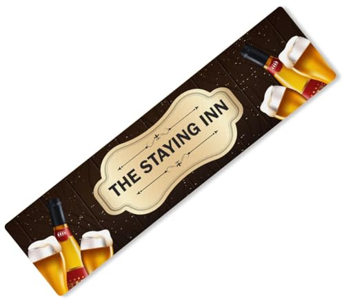 The Staying Inn Tapis de bar imprimé avec étiquette Idéal pour pub café maison Occasion 25