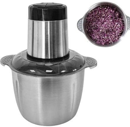 Bajbumgn Tritacarne | Frullatore di Carne Tritatore di Cibo | Robot da Cucina Multifunzionale Compatto in Acciaio Inossidabile da 2L per Cucina Domestica Preparazione Pasti Tritacipolle Burgers e