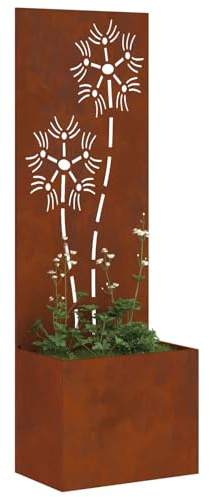 vidaXL Garten Sichtschutz-Leinwand Floral Rostig 50 x 32 x 150 cm