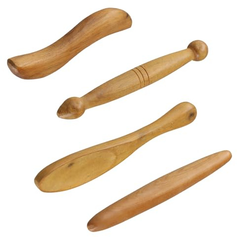 4 PièCes Baton De Massage Bois Massif BâTon De Massage En Bois Lisse Pince Acupression Soulage Les Raideurs De La Nuque, Les Maux De Dos Et La Fatigue Des Jambes