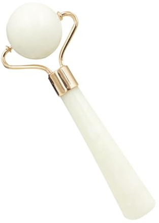LALADEFIEE Rouleau de Massage Facial Léger et Portable en Pierre de Jade Naturelle pour Soin Peau et Raffermissement Visage Couleur Aléatoire