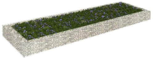 Stabiles Gabionen-Hochbeet aus verzinktem Stahl für Garten und Hof als Blumenbeet oder Begrenzung, witterungsbeständiger Drahtkorb zum Befüllen mit Steinen oder Kies,