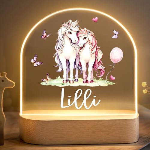 Little Deco Personalisiertes Nachtlicht für Babys - Nachtlampe mit Namen - Geschenk zur Geburt Mädchen - Personalisiertes Babygeschenk Geschenk zur Taufe - Kinderzimmer Deko - Einhörner