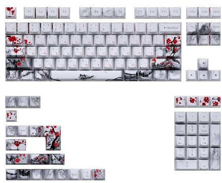 Watreketal Plum Blossom OEM 128 touches sublimations 5 côtés clavier épais pour claviers mécaniques plusieurs langues pruniers fleurs de prunier