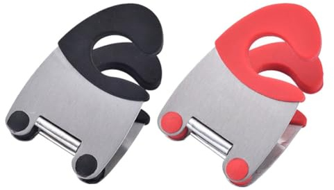 HOODANCOS Soporte para Cuchara Clip de Acero Inoxidable Resistente al Calor, Juego de 2 Unidades (rojo y Negro) para Olla y Utensilios de Cocina, Adecuado para Sujetar y Apoyar Cucharas