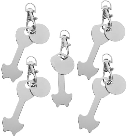 Beaupretty 5pcs Stainless Steel Shopping Cart Tokens Keyring, Metal Trolley Unlock Coins for Grocery Supermarket Use, Reusable Shopping Cart Keychain Accessories