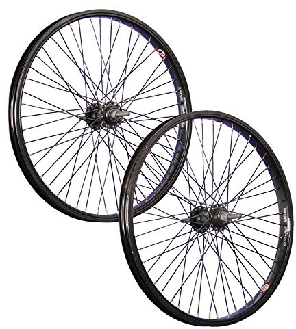 20 Zoll BMX Laufradsatz Aluminiumfelge verstärkt schwarz 48 Loch Vollachse V-Brake