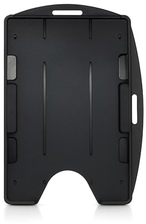 Specialist ID Black Dual Card ID Badge Holder - Holds 2 Cards - Rigid Hard Plastic - Double Sided Card Holder for Horizontal or Vertical Badges - Open Face Design