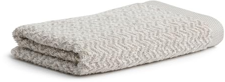 möve Brooklyn Duschtuch Fischgrat 80 x 150 cm aus 85 % Baumwolle / 10 % Viskose aus Bambus-Zellstoff / 5 % Leinen, nature / cashmere
