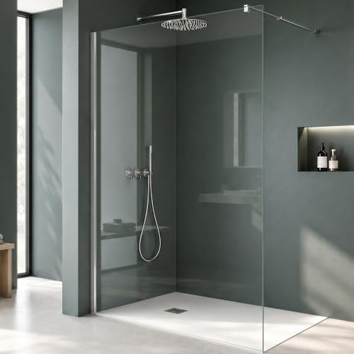 Mai & Mai Duschwand für Dusche Duschabtrennung 80x200cm Walk-In Dusche | Duschtrennwand 8mm ESG-Sicherheitsglas NANO Klarglas BRAM1 Bremen01K