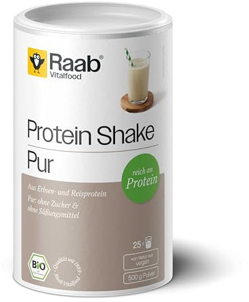 Raab Vitalfood® Bio Protein Shake Pur (500 g) - vegan & ohne Soja, Pur ohne Zusätze, Protein-Pulver mit 78 % Proteingehalt, neutraler Geschmack, glutenfrei, laktosefrei | Vegan & ohne Soja, Pur ohne Zusätze, Protein-Pulver mit 78 % Proteingehalt, neutraler Geschmack, glutenfrei, laktosefrei