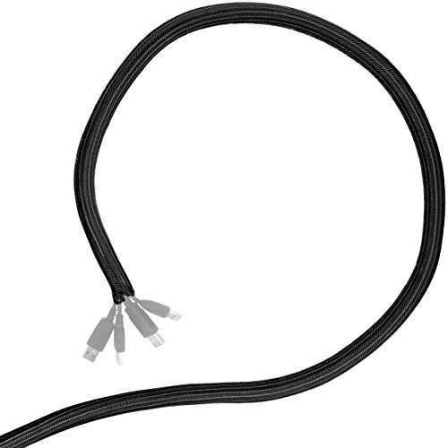 Minadax® 5 Meter, 38mm Ø Selbstschließender Profi Kabelschlauch Kabelkanal in schwarz für Flexibles Kabelmanagement