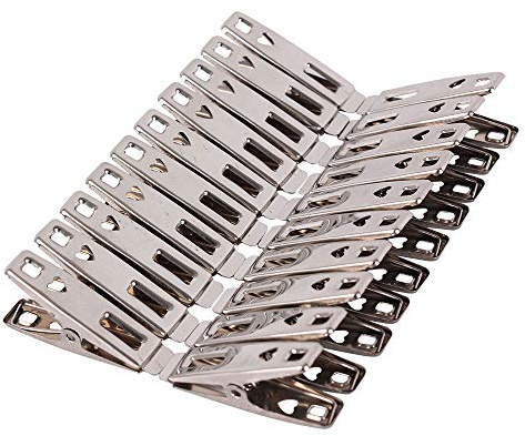 40 Pack Heavy Duty Stainless Steel Clothes Pins, Non-Slip Rubber Coated Clothespins, Metal Laundry Pegs for Outdoor Clothesline, Towel, Sock, Food Sealing, Photos, Home Kitchen Travel Office