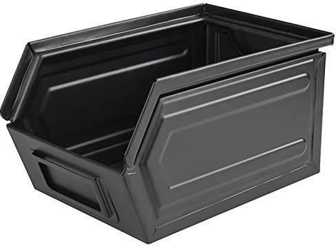 APS Snackbox „Industrial“ - schwarze Metallbox mit Beschriftungsfach, B x T x H: 15,5 x 23,5 x 13 cm, Fast Food Box, spülmaschinenfest, stapelbar