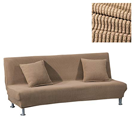 WINS Sofabezug ohne armlehnen 3 sitzer Stretch Abdeckung Husse für Sofabett Armless Sofaüberzug Sofahusse Ohne Armlehne Braun