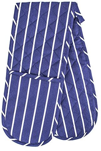Oven Gloves, Blue, Double Oven Mitts, Heat Resistant Cooking Gloves, Machine Washable Catering, BBQ, Kitchen, Baking Mitts, Double Oven Gloves, Pot Holders