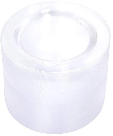 bUCLA 100Pieces Clear Plastic Plates - 6.25inch Premium Hard Disposable Salad/Dessert/Appetizer/Small Cake Plates for Wedding& Party