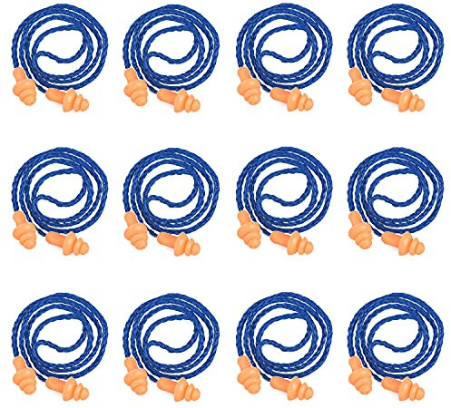 AOVNA 20 Pairs Corded Ear Plugs Silicone Earplugs Silicone Waterproof Ear Plugs with Cords for Noise Cancelling and Hearing Protection