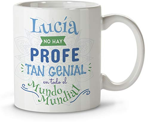 LolaPix Taza Profesora. Regalos Personalizados con Nombre y Texto. Tazas con Frases Originales de Ceramica. Genial Azul