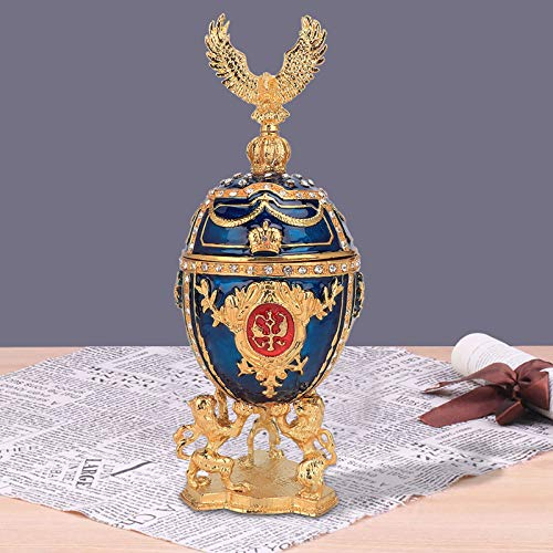MOUMOUTEN Schmuckkästchen Mädchen, Vintage Aufbewahrungsbox Handgemalte Emaillierte Vintage Ei Stil Metallhalskette Ring Schmuckhalter mit Funkelnden Strasssteinen füR Wohnkultur Geschenk