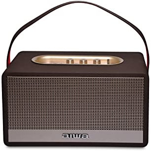 Aiwa MI-X180 - Enceinte Bluetooth Stéréo Héritage Rétro (Bluetooth AVRCP, Bluetooth A2DP, 80W, TWS, Lecture Audio Haute-Fidélité, Appel Mains Libres, AUX in, DSP), Or