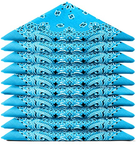 ...KARL LOVEN BANDANA set da 5 Azzurro - Motivo Paisley Mandala - 100% Cotone - Spessore Superiore - 20 Colori Esclusivi