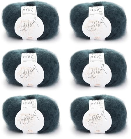 ggh Kid Box - 6 Knäuel Strickwolle aus Kid Mohair - 119 - Grüner Schiefer