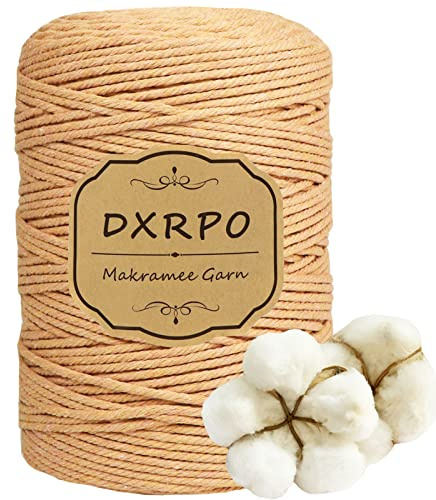 DXRPO Makramee Garn 3mmx300m, Baumwollgarn Makramee, Macrame Cord für DIY Makramee Wandbehang, Makramee Blumenampel, Weihnachten Deko, Geschenke für Gute Freunde, Pflanze Aufhänger Boho Deko,Braun