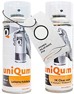 uniQum Spraydose Autolack + Klarlack für HYUNDAI POLAR WHITE PYW Autolack Reparatur 2x 400 ml