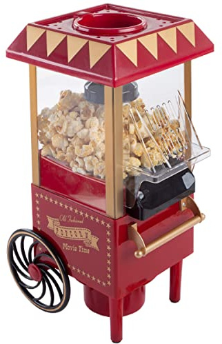 Air Popper Popcorn Maker - Hot Air Popcorn Popper - 6-Cup Vintage Style Oil Free Countertop Popping Machine with Measuring Cap - Movie Night Supplies by Great Northern Popcorn (Red)