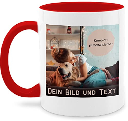 Tasse Tassen 325ml - eigenem - Foto Bild Geschenk I Dein Bild und Text - 325 ml - Rot - fototasse customized mug with photo selbst drucken logo kaffeebecher bildtasse freundschaftstasse