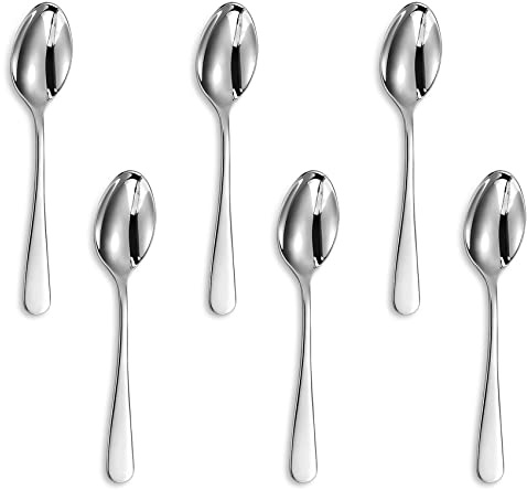 KEAWELL Premium Louise Coffee Spoons, 18/10 Stainless Steel, 4.4-Inch Demitasse Espresso Size, Set of 6, Dishwasher Safe (4.4 inches, 6)