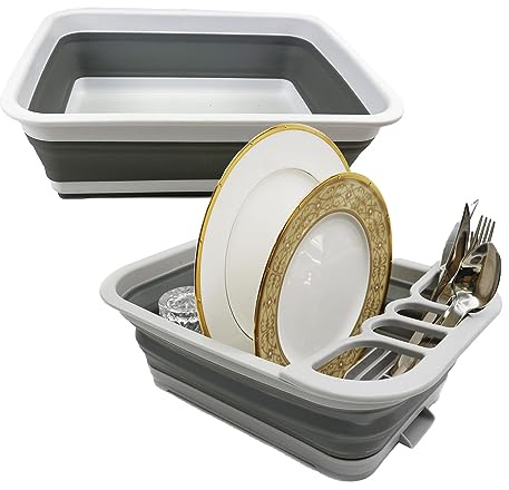 SAMMART 2pcs Set Collapsible Plastic Dish Drainer (Grau, 2)